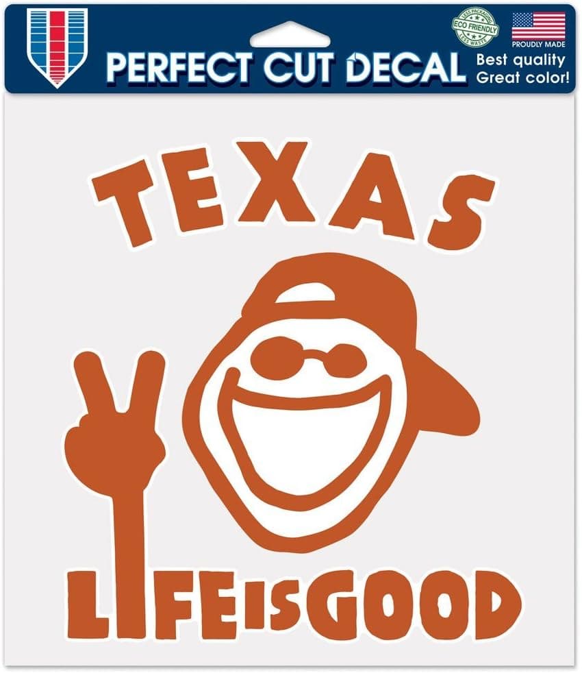 Wincraft Texas Longhorns Official NCAA 8" x Life is Good Automotive Car Decal 8x8 581709