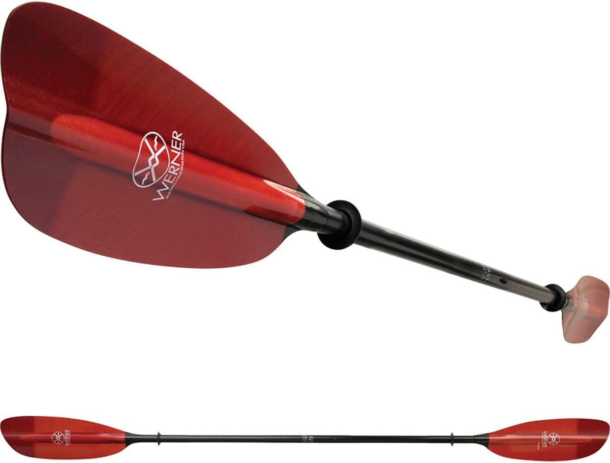 Werner Camano 2-Piece Paddle - Fiberglass Blades/Straight Shaft Red, 230cm Standard Shaft