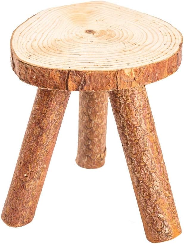Asian Home Rustic Tree Trunk Slices Wood Three Legged Plant Stand, Vase Stand, Display Stand, Perfect for Home Decor in Any Room, Furniture (Medium)