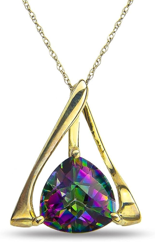 Women's Pendant & Complementary Chain with Mystic Topaz in 10k Yellow Gold