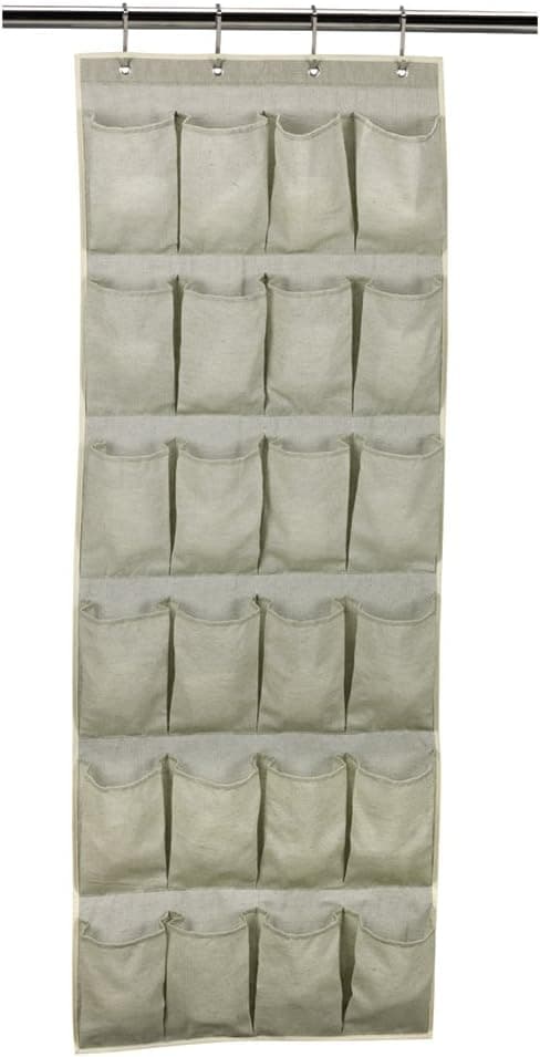 Household Essentials 24-Pocket Over-The-Door Shoe Organizer Made from 95% Recycled Materials, Celery Green