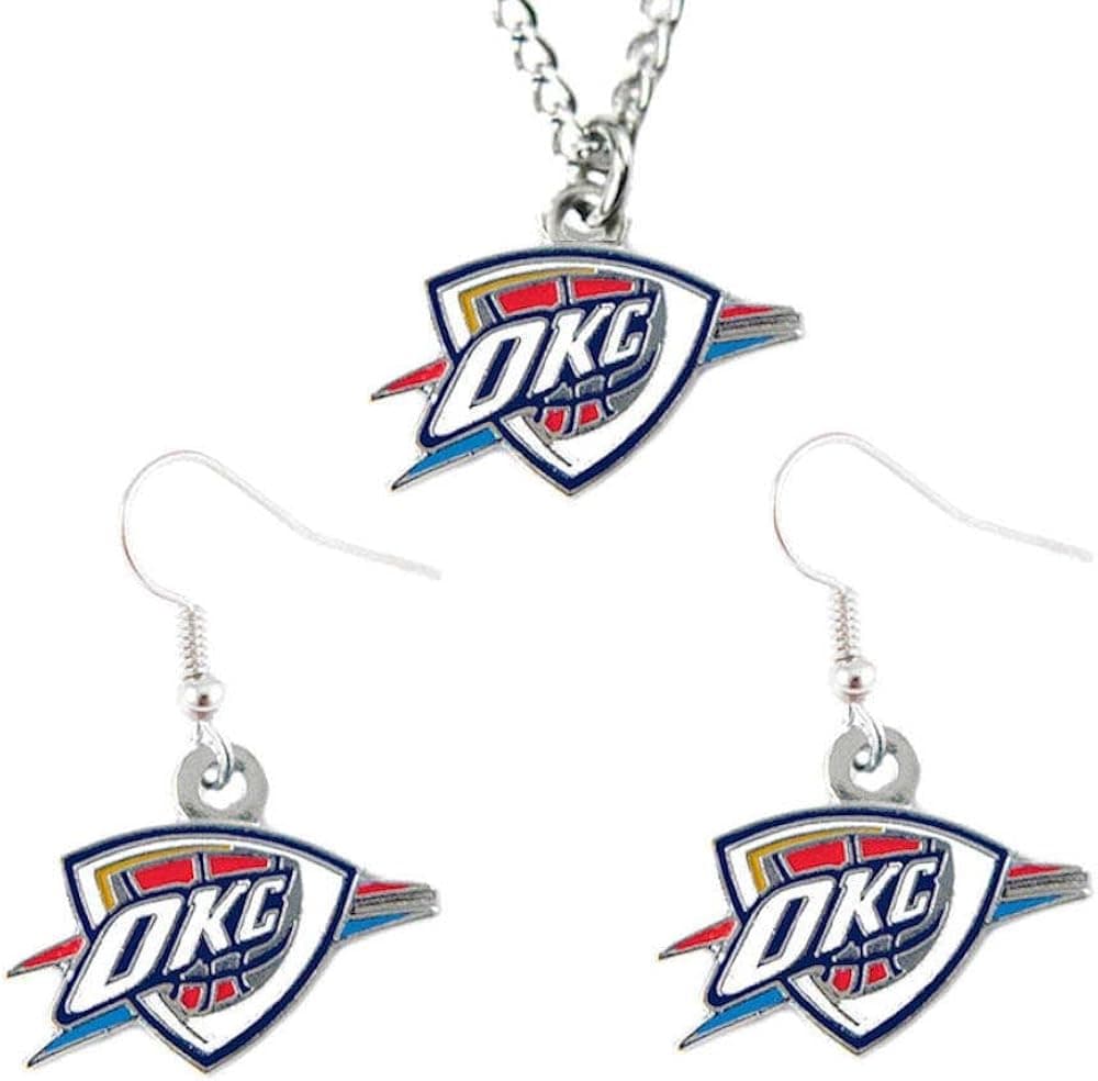 aminco NBA unisex-adult NBA Logo Dangle Earrings and Pendant Necklace Set