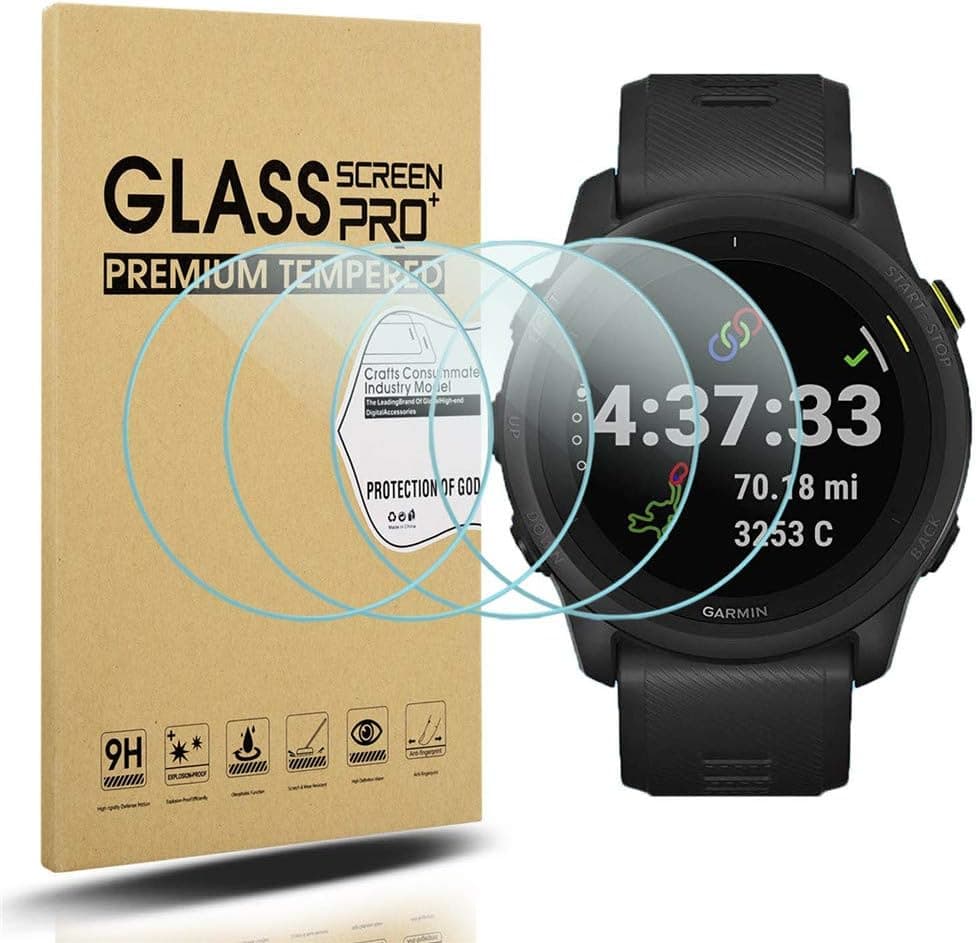 Suoman 3-Pack for Garmin Forerunner 745 Screen Protector, 2.5D 9H Hardness Tempered Glass Screen Protector for Garmin Forerunner 745 Smartwatch