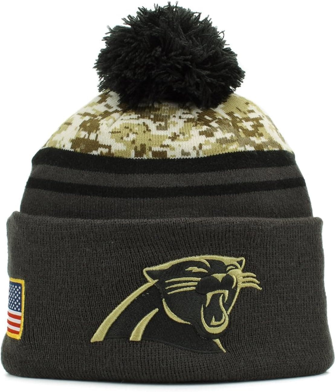 New Era Men's NFL Carolina Panthers 16 Salute to Service Knit Hat Camo Size One Size