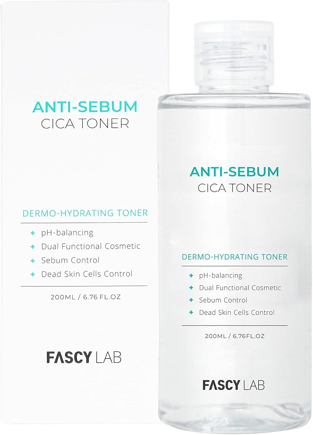 Fascy Lab Anti-Sebum CICA Toner + Korean Toner - Toner for Sensitive Skin, Acne Toner, Tea Tree Toner, Hydrating Toner for Face, Green Tea Toner Korean, K Beauty Toner 200ML / 6.76 FL.OZ