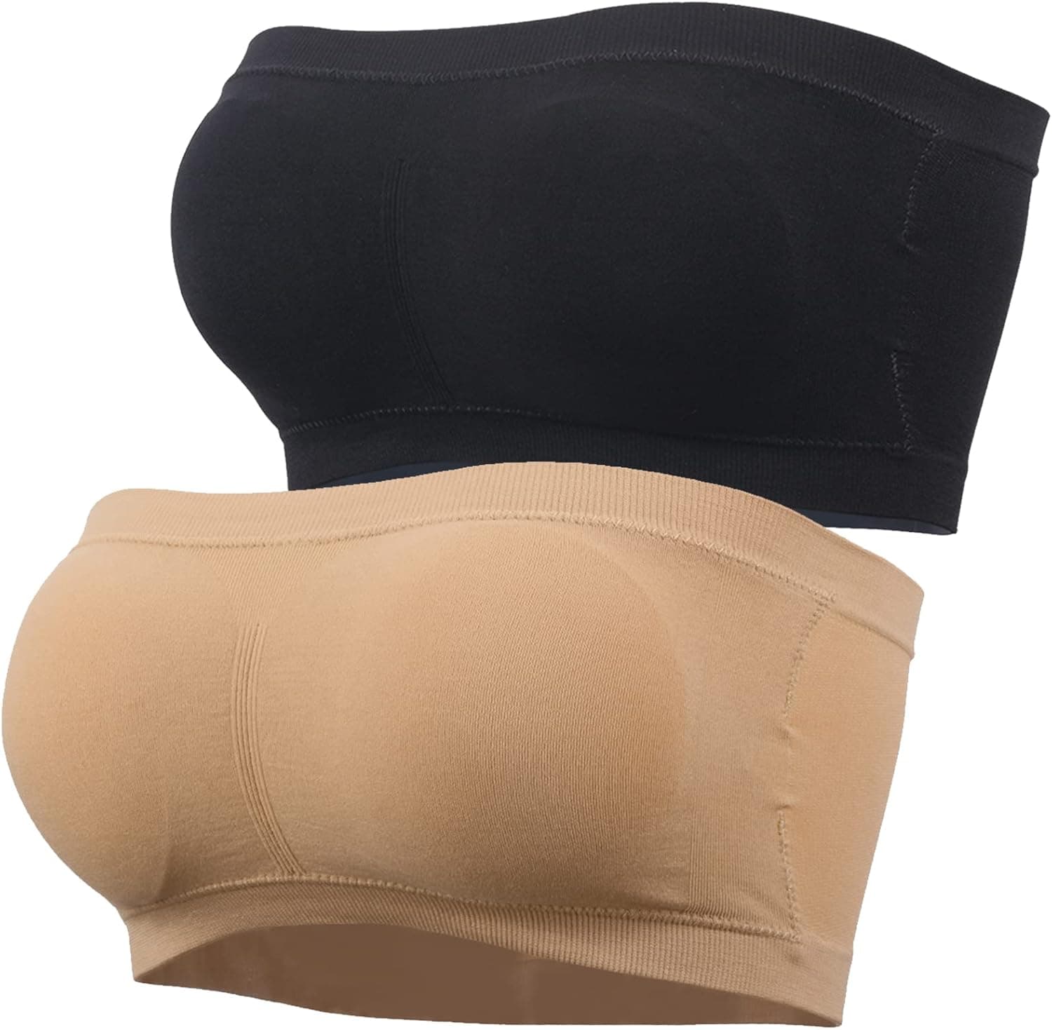 wanture Women's Padded Bandeau Bra, Strapless Basic Layer Summer Tube Top Bra Bralettes for Women 1-3 Packs