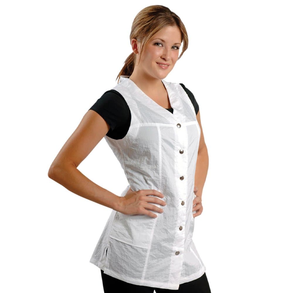 JMT Beauty Sleeveless White Salon Smock (M (8))
