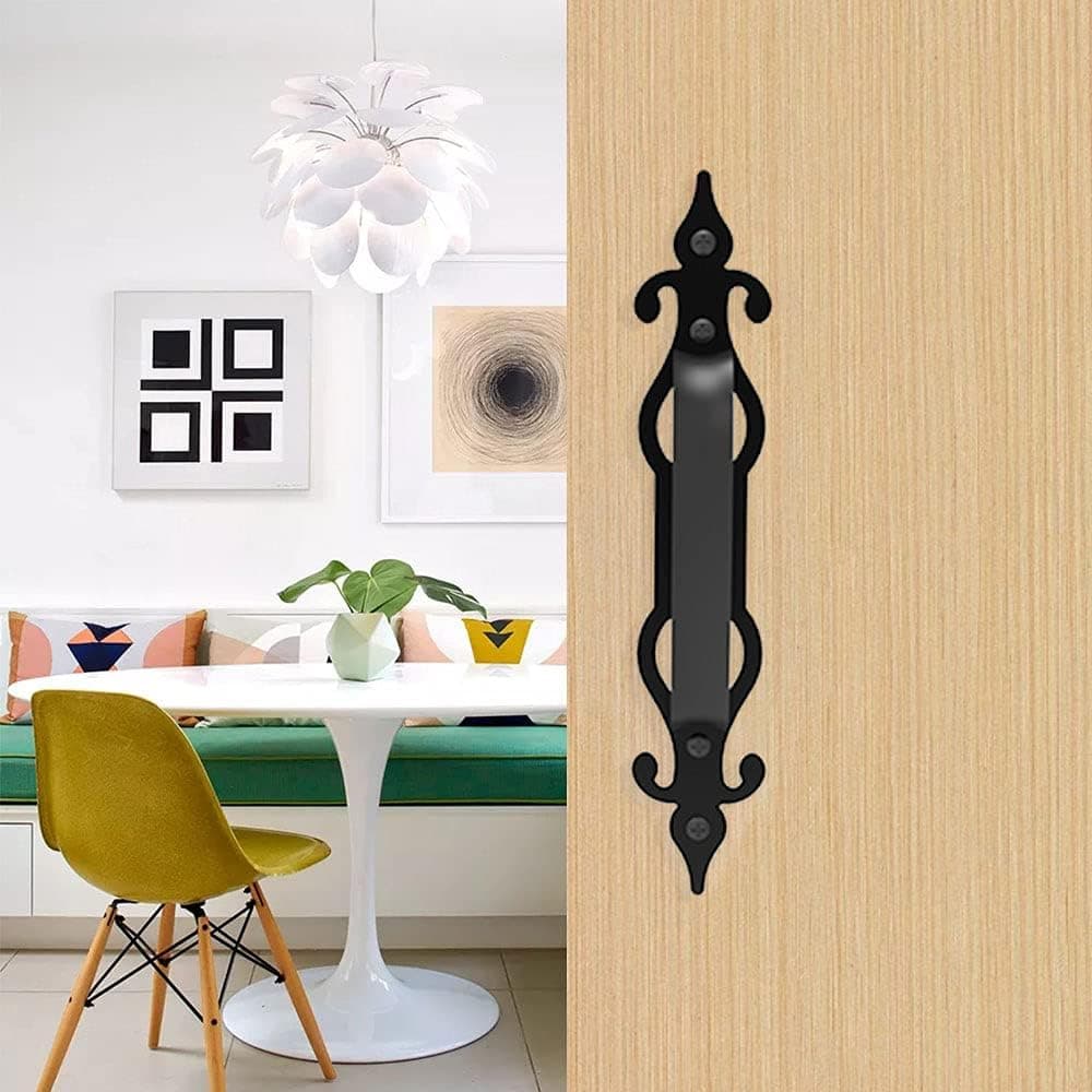 CCJH 10 Inch Sliding Barn Door Pull Gate Handles Frosted Black 1 Pack