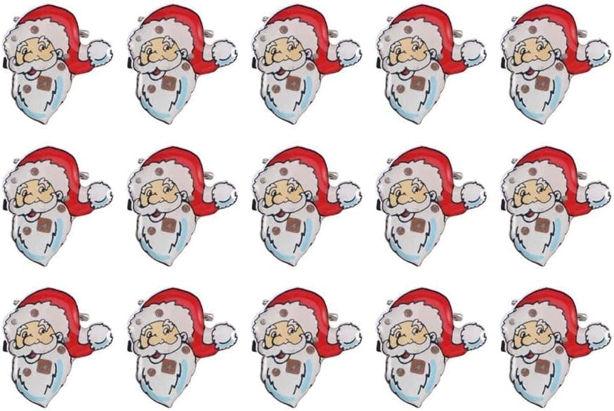 OULII Christmas Brooch Pin Badge LED Light Up Santa Claus Christmas Party Favors Pack of 25