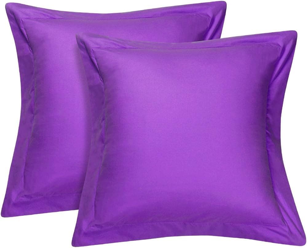 uxcell Pillow Shams Oxford Pillow Cases Egyptian Cotton 300 Thread Count Solid/Plain Pattern Set of 2 Square(18"x18") Plum Color