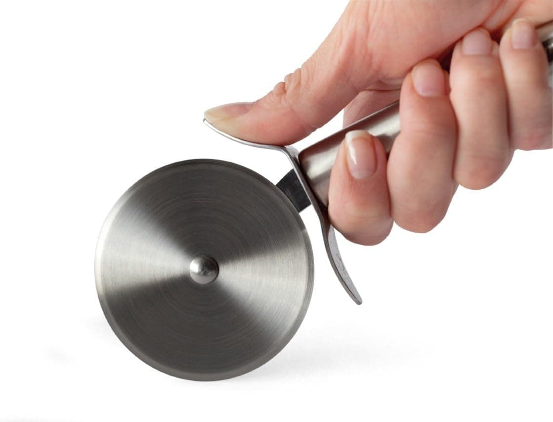 Pizza Cutter - Best Industrial Strength Stainless Steel Wheel - Sturdy and Sharp for Perfect Slices - Multitool - Cut Salads Pasta Fruit Vegetables and Much More