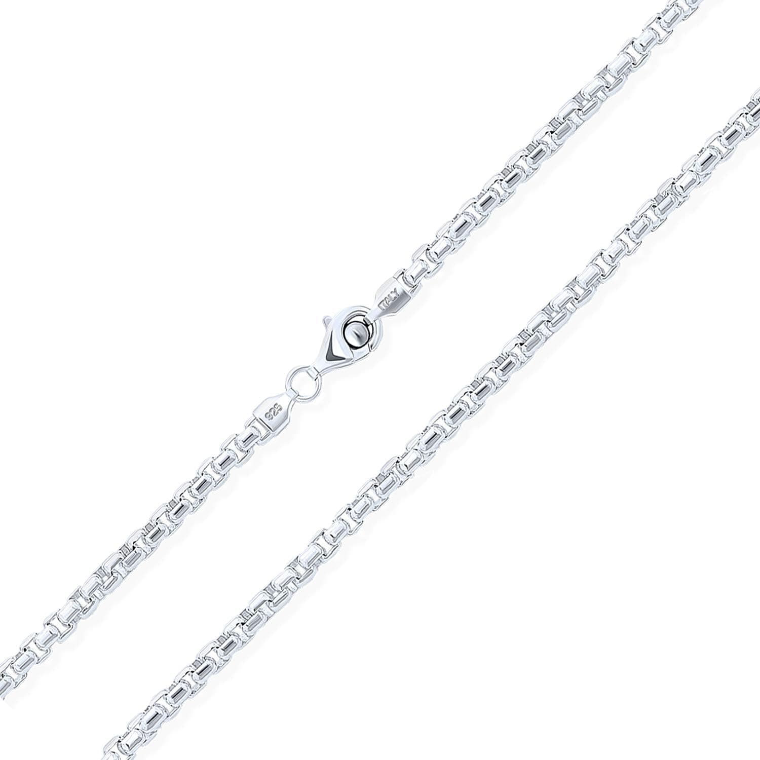Men's Heavy Large Solid 5MM Thick .925 Sterling Silver Square Box Chain Necklace For Men Teen Made In Italy 16 18 20 24 30 Inch