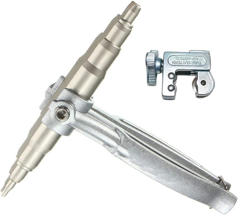 Flushbay Copper Pipe Tube Expander 1/4" 5/16" 3/8" 1/2" 5/8" 3/4" 7/8" with 1/8-inch to 5/8-inch Copper Tube Cutter Aluminum Tubing Cutter Universal Manual Refrigeration Air Conditioner Repair Tools