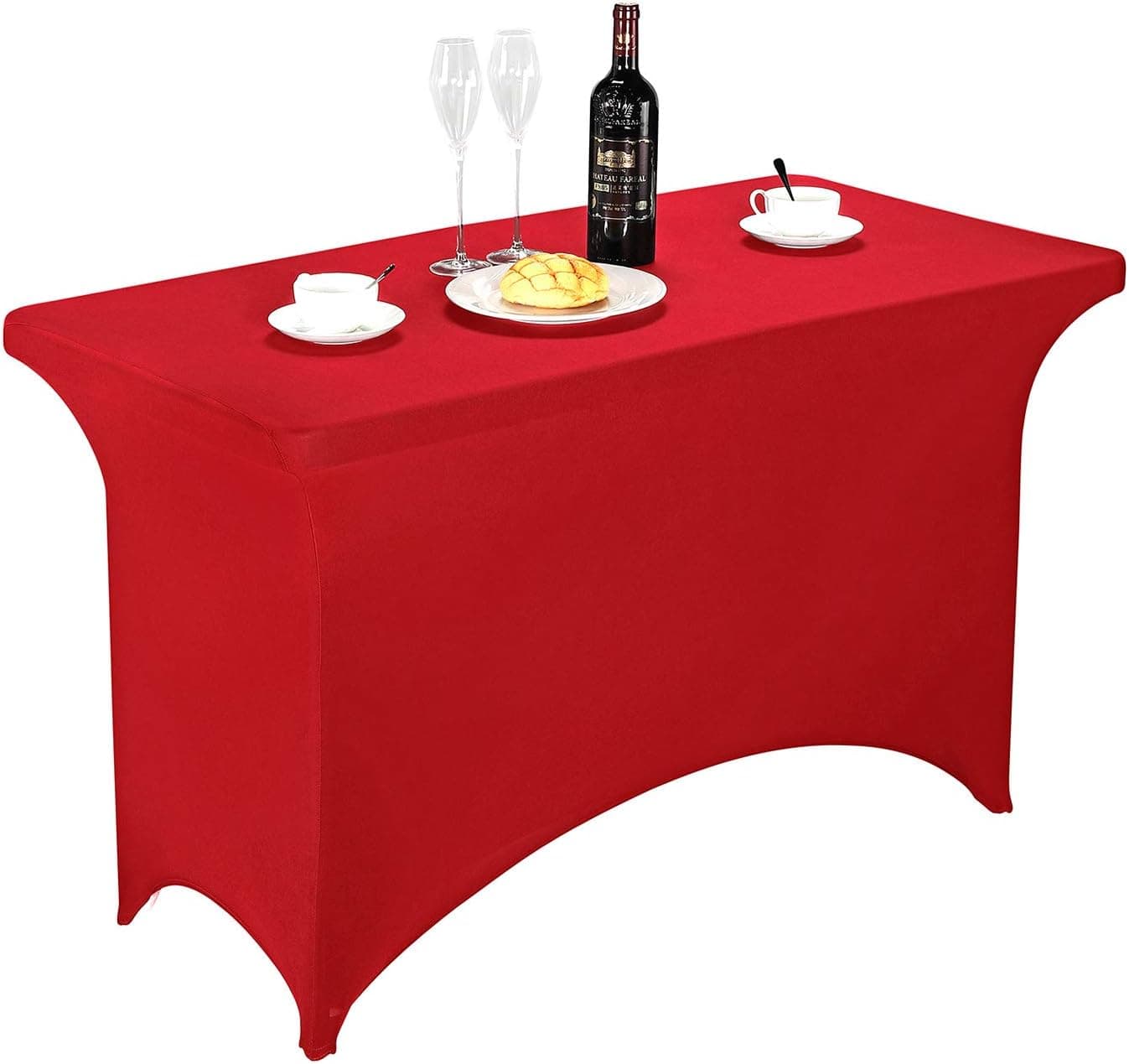 LZY Spandex Fitted Stretch Table Cover for 6 ft or 4ft or 8ft Folding Table, Rectangular Cocktail Tablecloth, Perfect for Party or Banquet