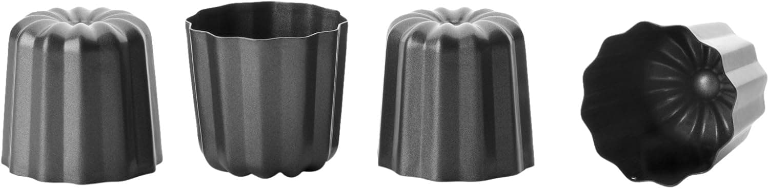 IBILI Canele Mould Set Moka 6 cm 4 Pieces, rolled steel plate, Black, 6 x 6 x 5 cm