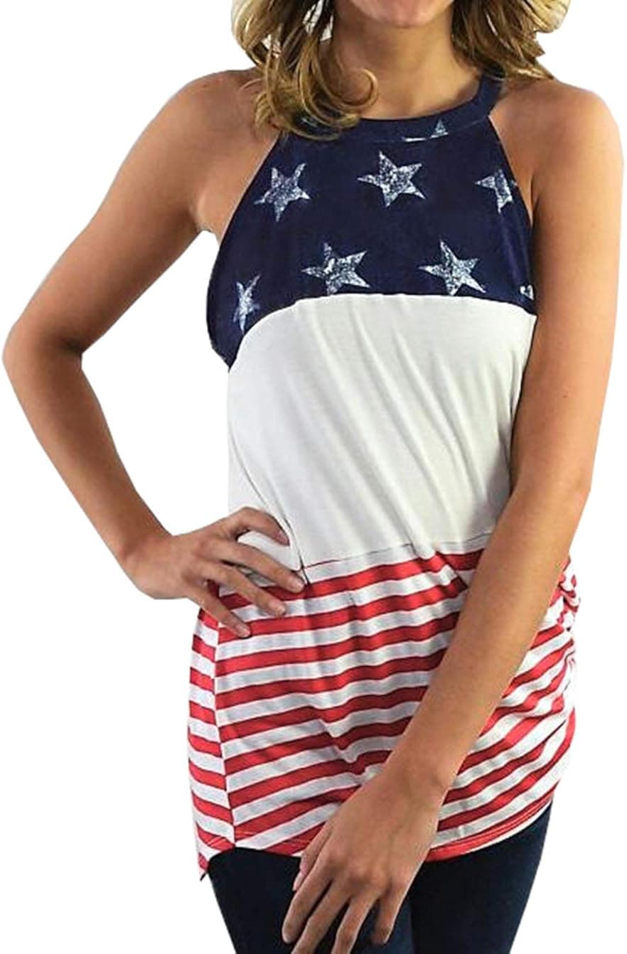 American Flag Tank Tops for Women Faith Family Freedom Letter Print Shirt Casual Sleveless Tee Tops