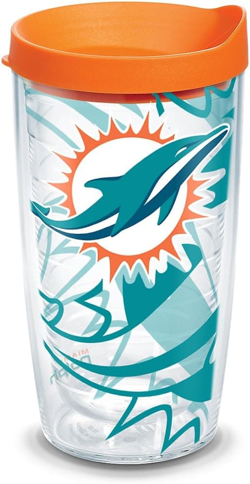 Tervis Made in USA Double Walled NFL Miami Dolphins Insulated Tumbler Cup Keeps Drinks Cold & Hot, 16oz, Genuine