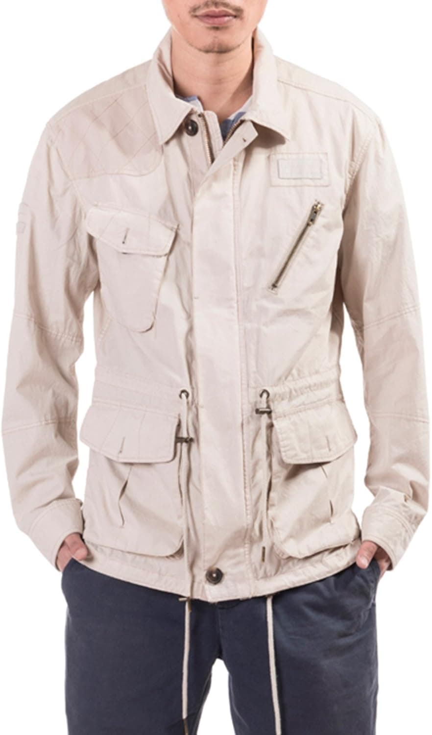 Infron IN FRONT Women Stand Collar Inner Drawstring Adjustable Waist Zipper Plus Size Jacket