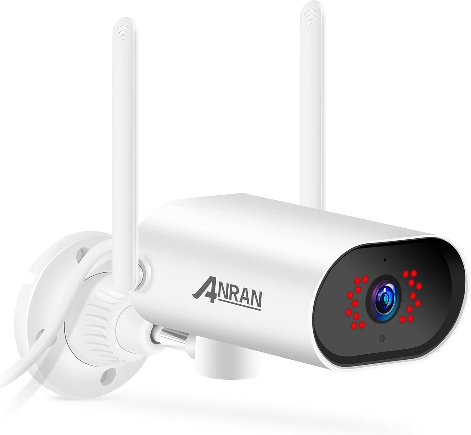 ANRAN Security Camera Outdoor with Pan Rotation 180° Feature, 1080P WiFi Outdoor Security Cameras for Home, IP65 Waterproof, Plug-in Power, 2.4G WiFi, SD and Cloud Storage, B4 White