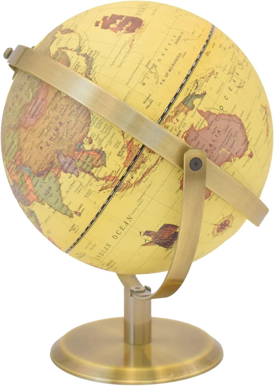 JusirHe Retro Style World Globes, 8" Educational World Globe with Stand, All Angle Rotatable, Night Light with Built-in LED, Decor for Office Classroom & Home, Gift Idea for Family & Friend
