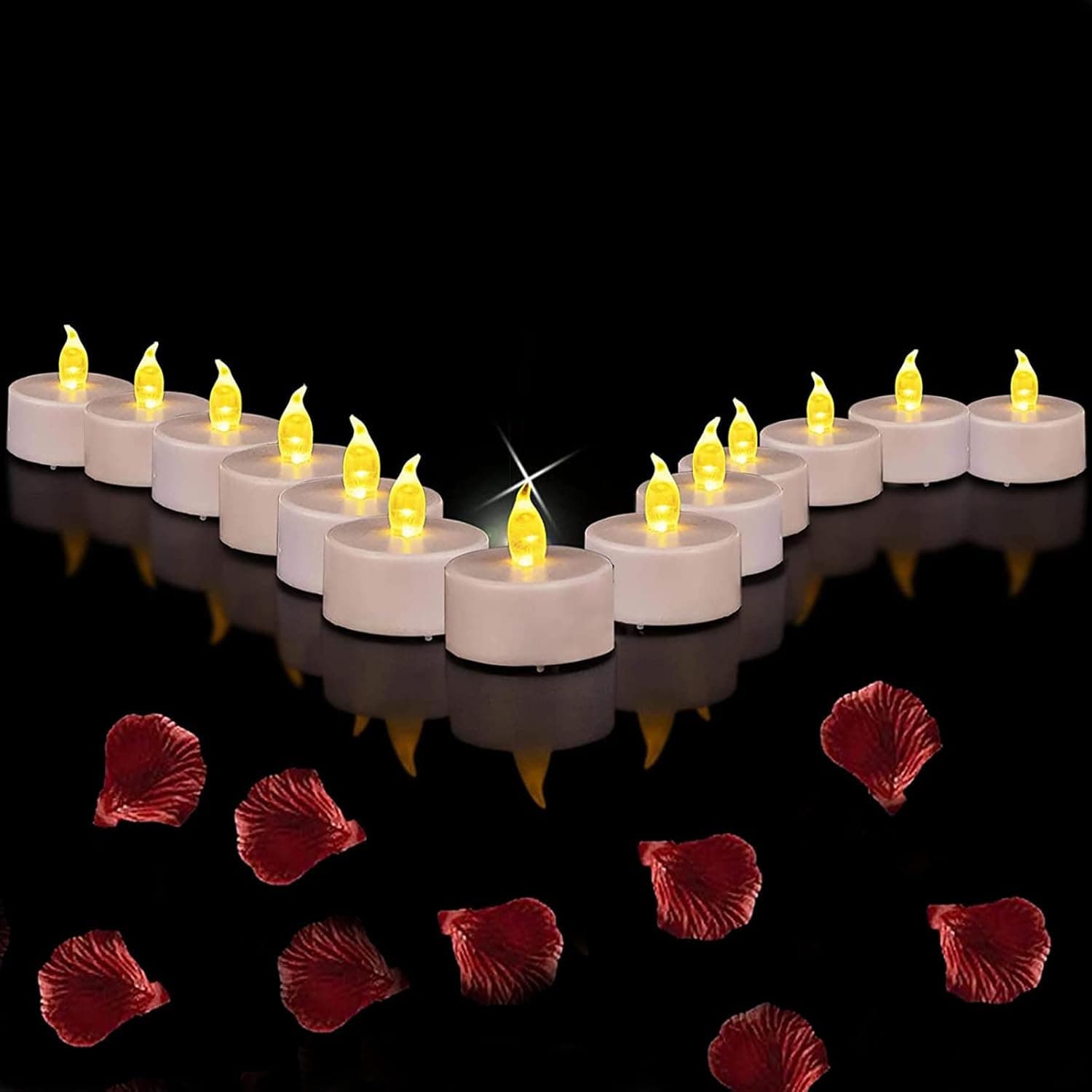 MINXIN Battery Operated Tea Lights Candles: 24 Pack Realistic and Bright Flickering Holiday Gift Flameless Candles LED Electric Tea Candles for Seasonal & Wedding Party Home Decoration (Warm Yellow)