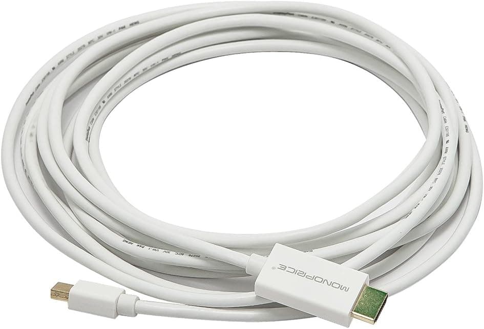 Monoprice 15ft 32AWG Mini DisplayPort to HDMI Cable - White