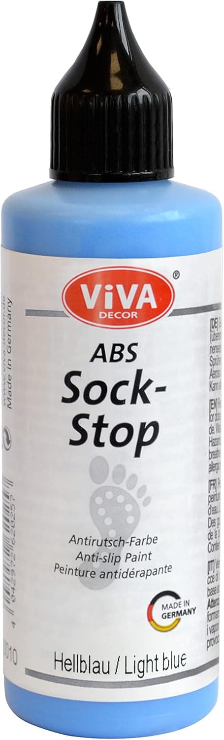 Viva Decor sock stop non slip Light blue Liquid 2,77 Fl oz, ABS anti skid fabric - liquid anti-slip for socks - Made In Germany