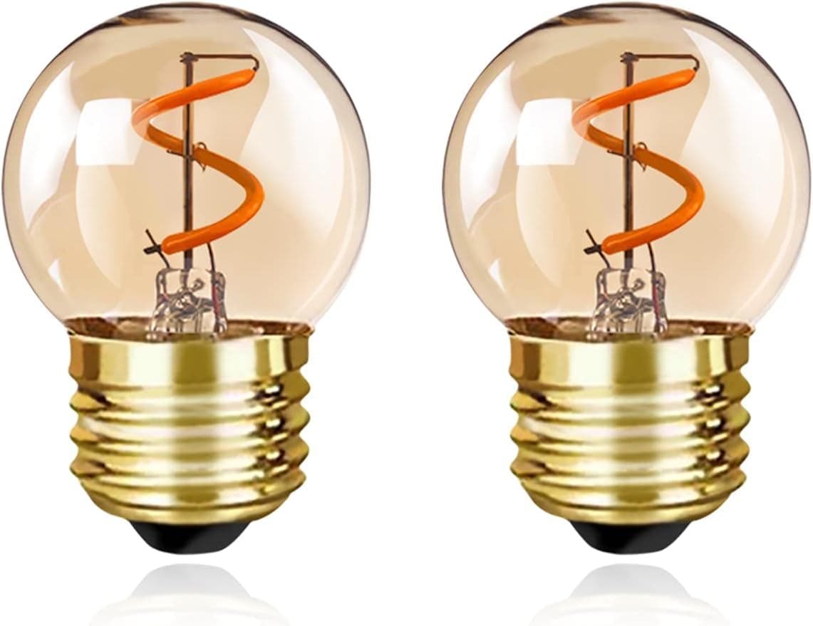 Grensk G40 Low Watt Light Bulb Edison LED Bulb Mini Globe Light Bulbs 1W Equivalent to 10Watt Incandescent E26 Screw Base Led Bulbs Ultra Warm White 2200K, Non Dimmable (G40gs-2pack)