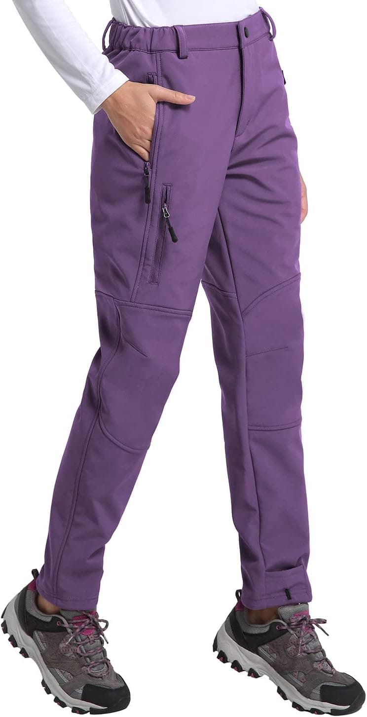 BALEAF Women's Hiking Pants Fleece Lined Waterproof Cold Weather Insulated Ski Snow Pant Warm Winter Soft Shell