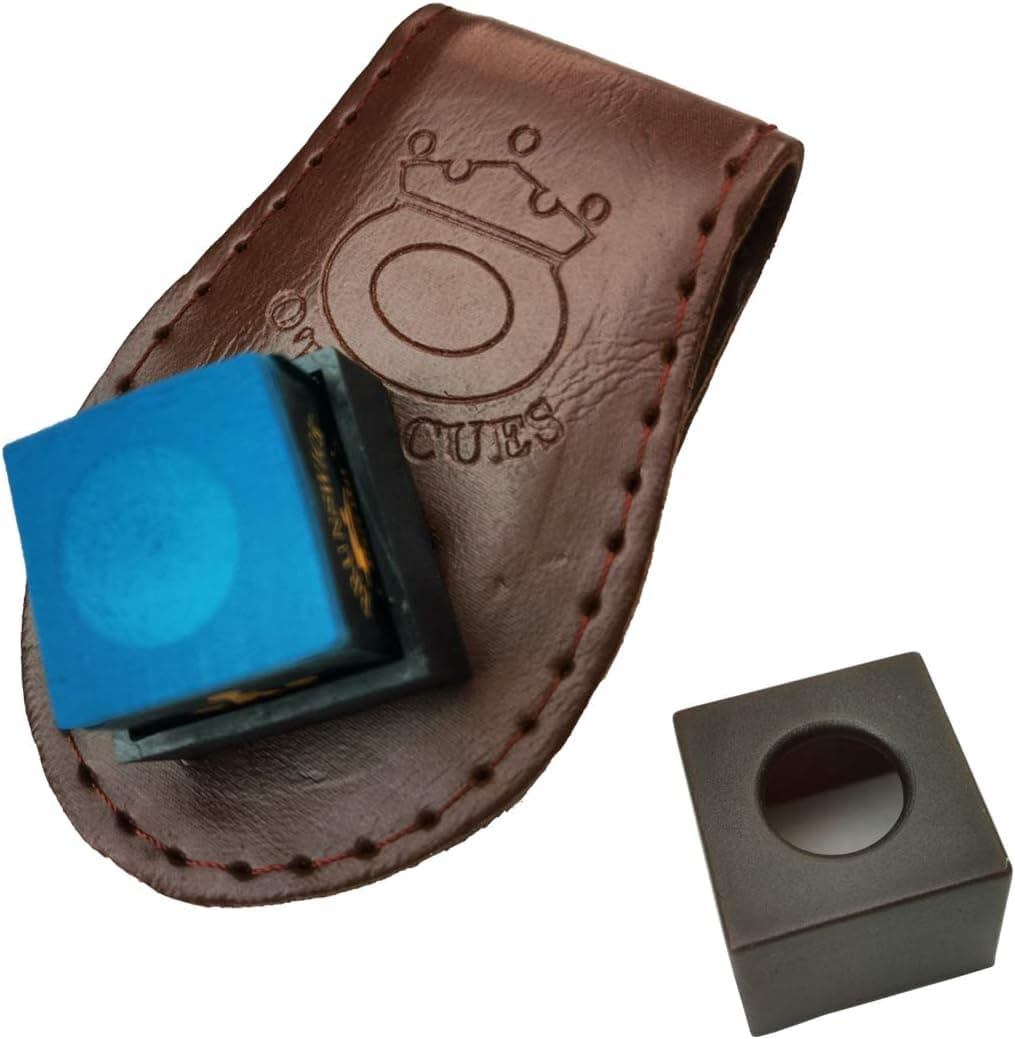 OM-IN Magnetic Billiard Chalk Holder with 1 Piece Blue Oily Pool Cue Chalk (Brown)