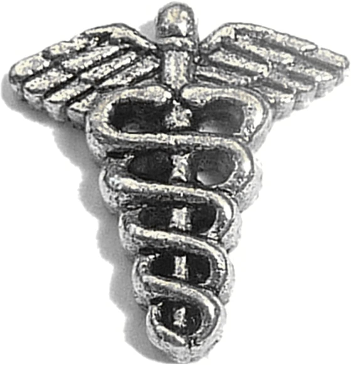 Silvertone Medical Symbol Caduceus Snakes Floating Locket Charm