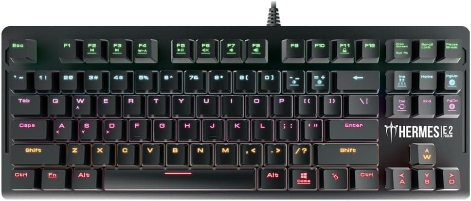 GAMDIAS Hermes E2 7 Color Backlit Gaming Mechanical Keyboard, 87 Keys, Blue Switches, Anti-ghosting, Multimedia Control Keys, with Metal Plate (Hermes E2)