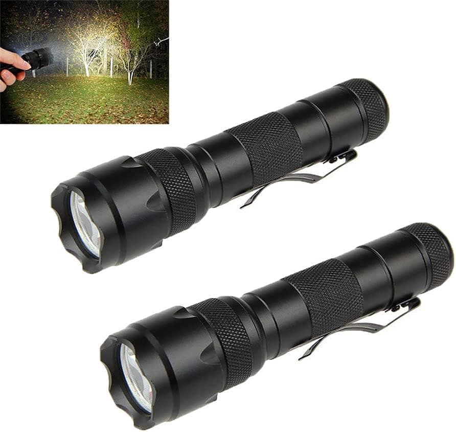 GRABOYY 2 Pcs Mini Tactical Flashlight Super Bright 1200 Lumens Handheld Flashlight Torch Light Single Mode Waterproof Portable Torch Light for Camping Hiking(Battery not Included)