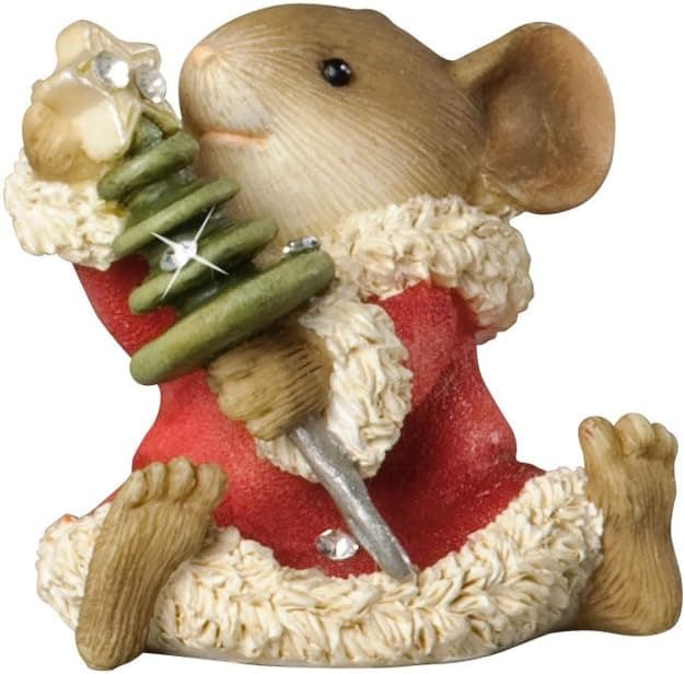 Enesco Heart of Christmas Mouse with Button Tree Figurine, 2.17-Inch