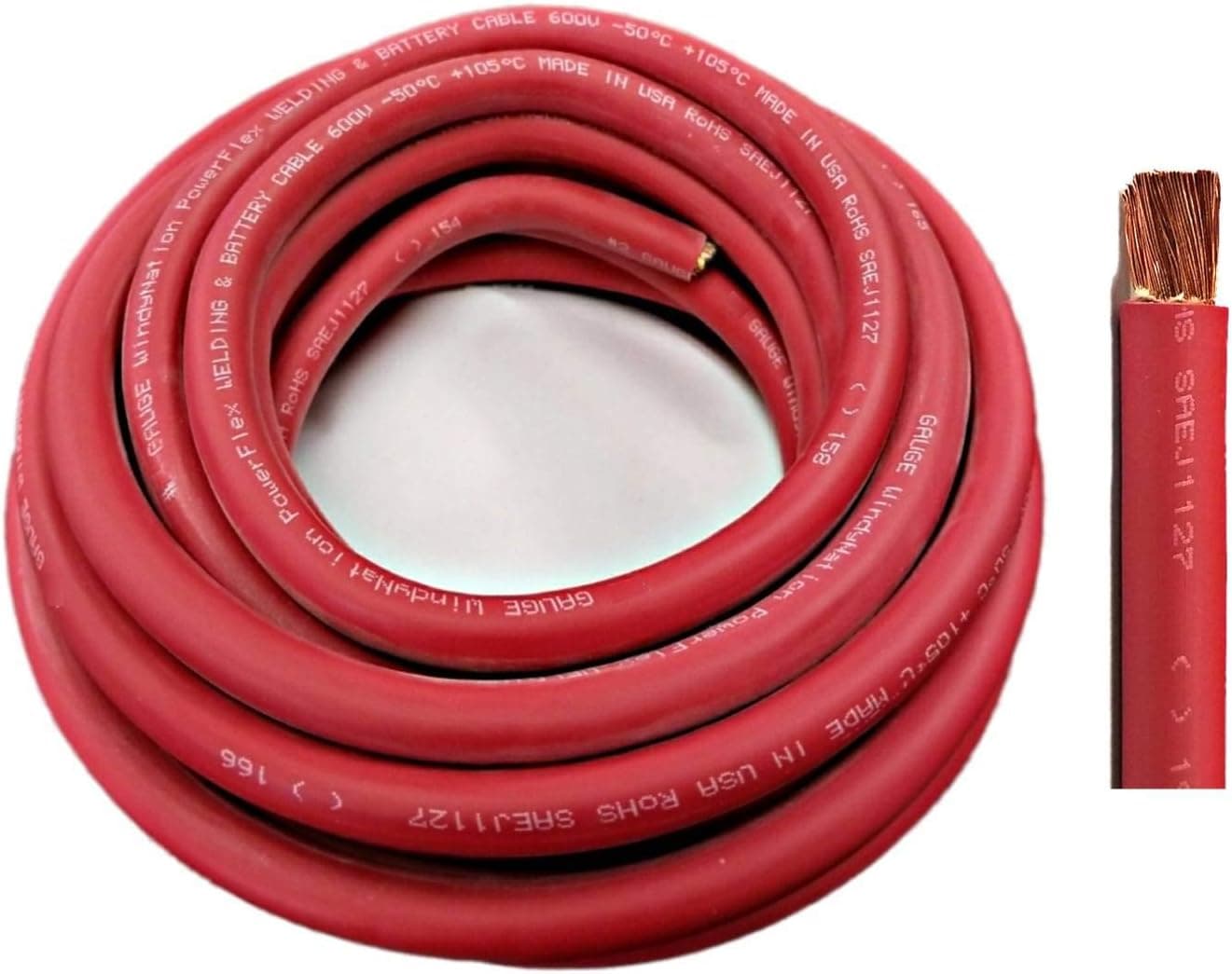 8 Gauge Welding Battery Copper Cable Wire (15 ft. Red)
