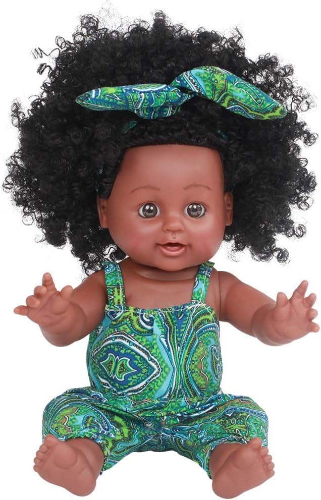 14" Soft Washable Black African American Girls Boys Baby Dolls for 3 Years Old