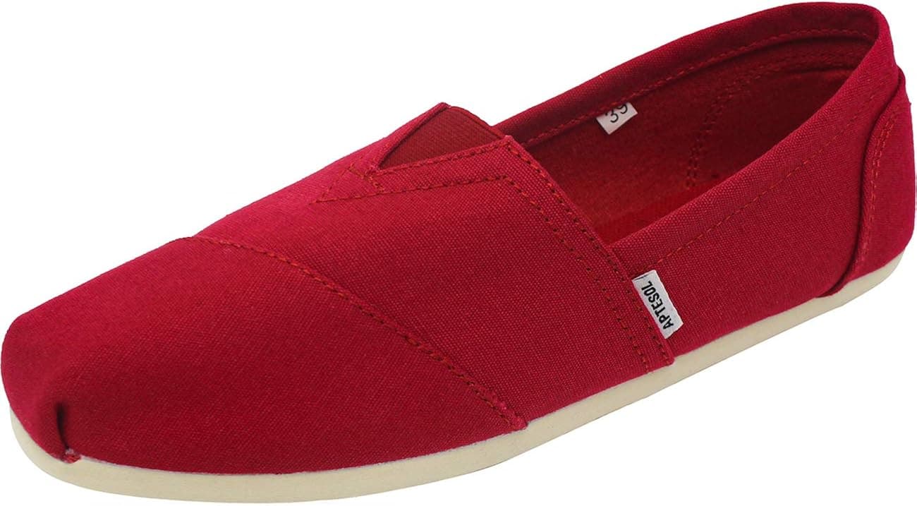 APTESOL Unisex Slip-on Loafers Women Men Classic Casual Shoes Daily Fashion Sneakers(Red,Women's Size 9.5/ Men's Size 8)