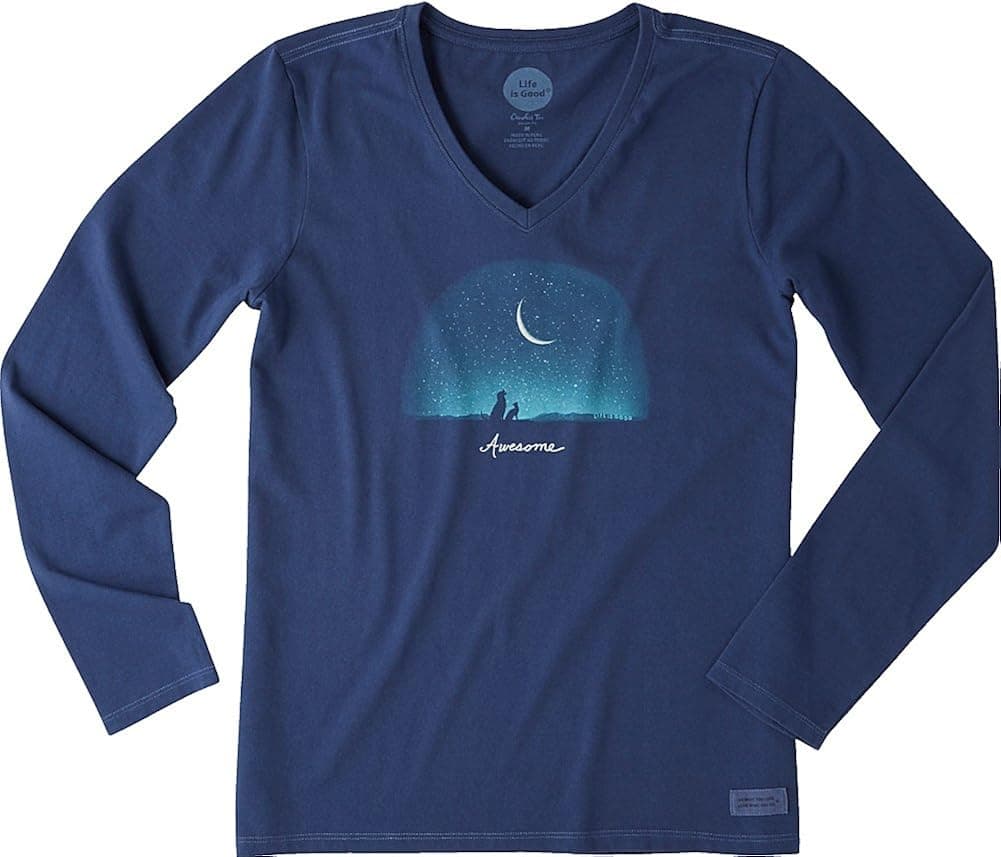 Life is Good Womens V-Neck Long Sleeve Graphic T-Shirt Collection