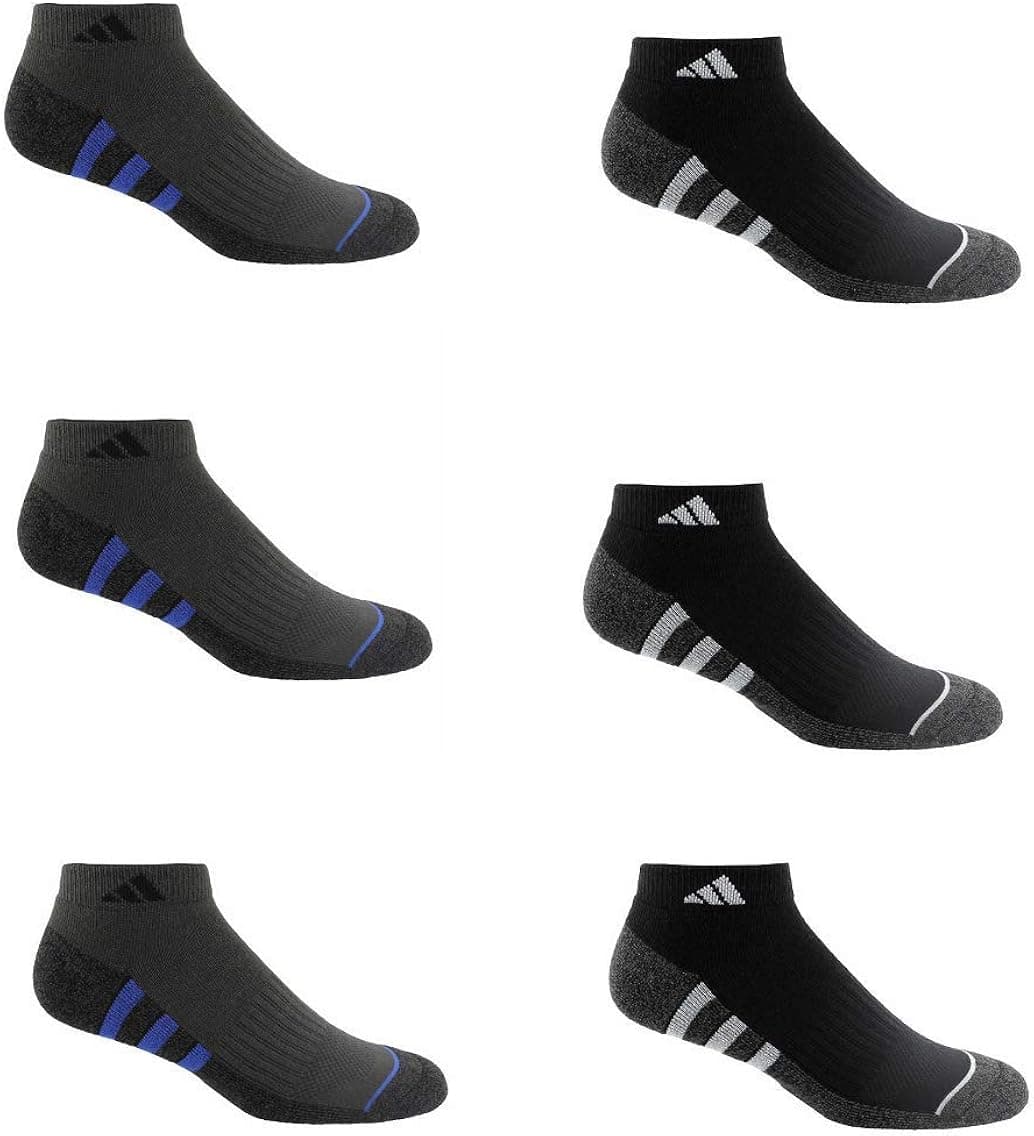 Men's 6-pair Low Cut Sock with Climalite White Black Regular and Extended Sizes (12-16, Black)