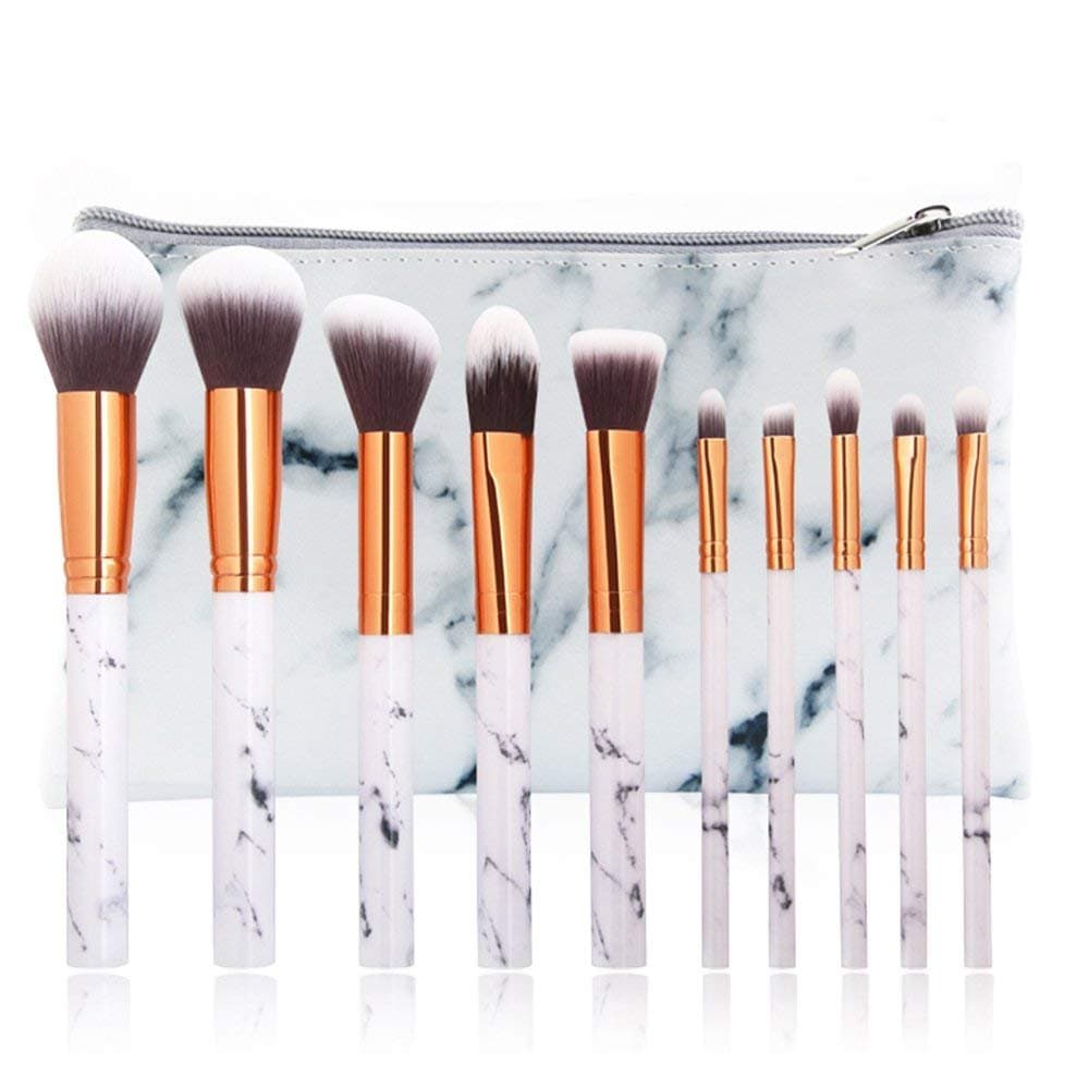 10Pcs Marble Make Up Brushes Sets Blusher Eyeshadow Brushes Cosmetic Concealer Brushes Kits