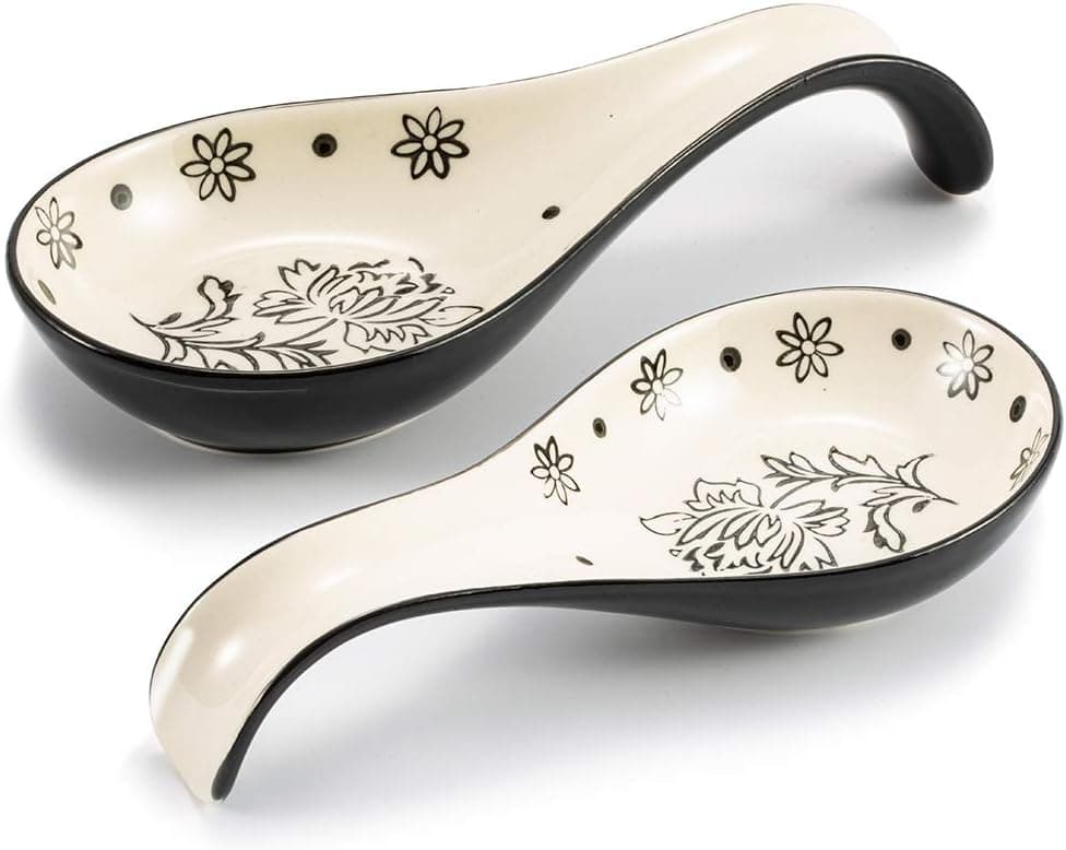 KINGSBULL HOME Spoon Rest Spoon Holder Ceramic Spoon Rests for Kitchen Teal Kitchen Accessories Spoon Rest for Stove Top