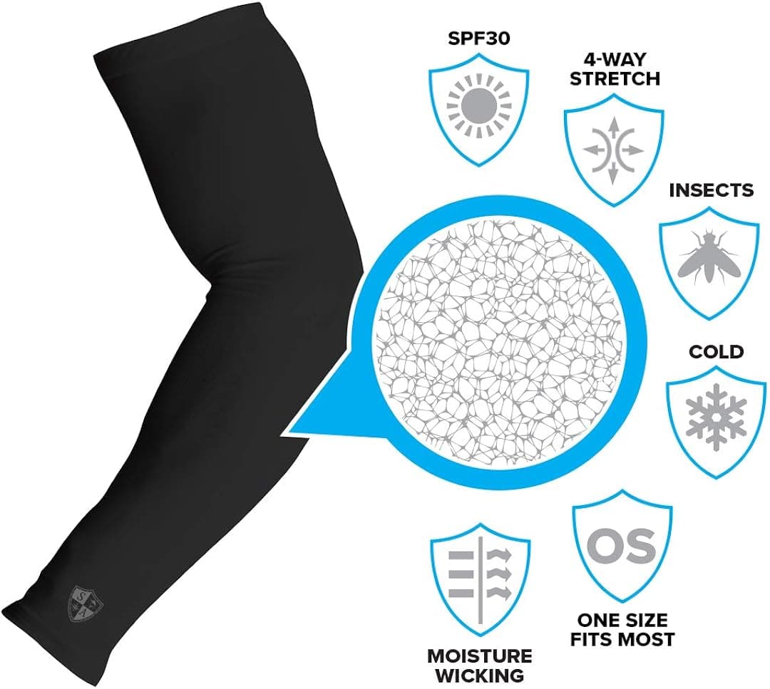 S A Compression Arm Sleeve - Arm Shield for Men and Women - UPF 40+ Sun Protection, Moisture Wicking, 4-Way Stretch