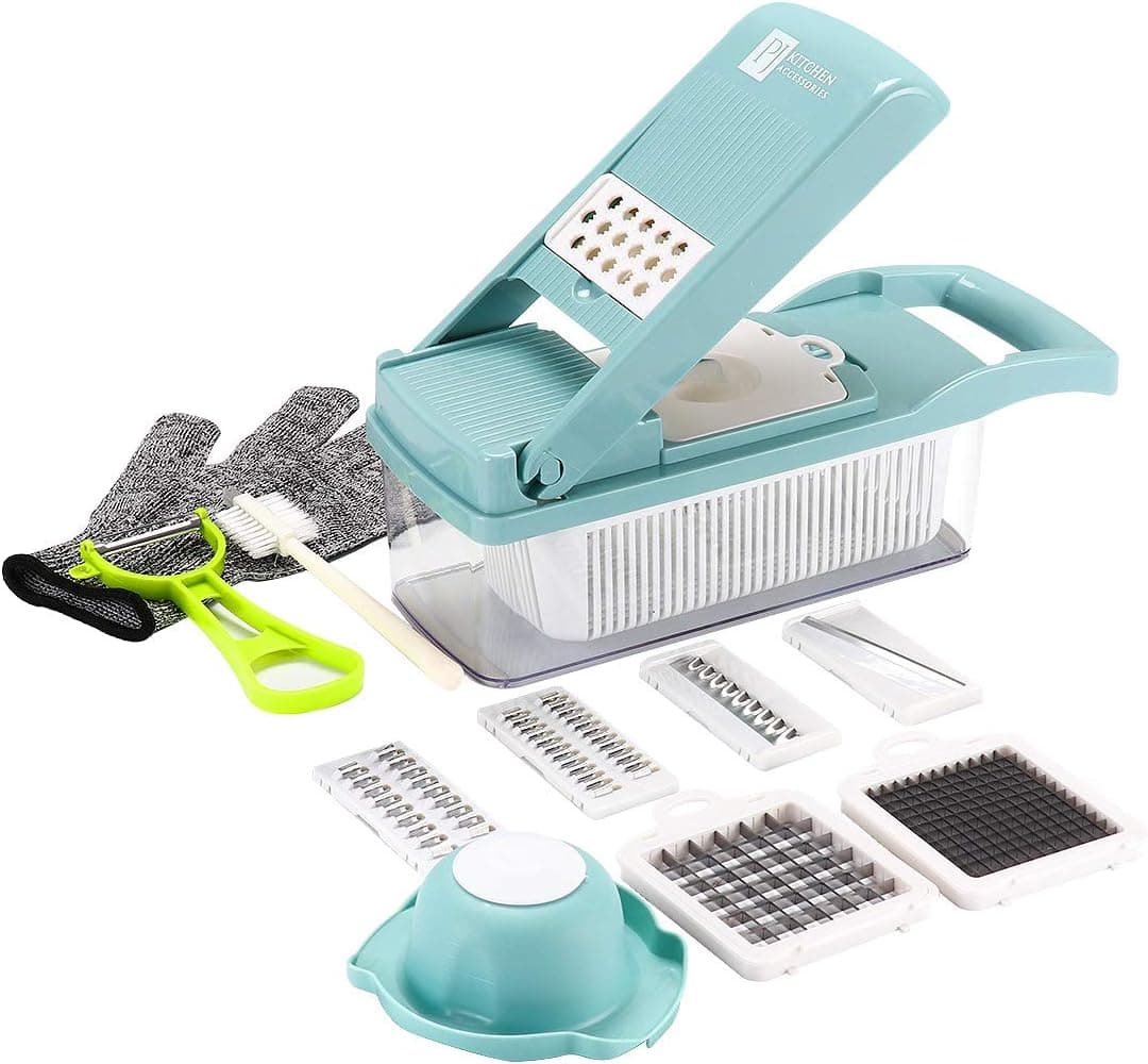 PJ Kitchen Accessories Smart Vegetable Chopper with Mandoline Slicer - Food & Veggie Cutter, Dicer for Onion, Potato & fruits