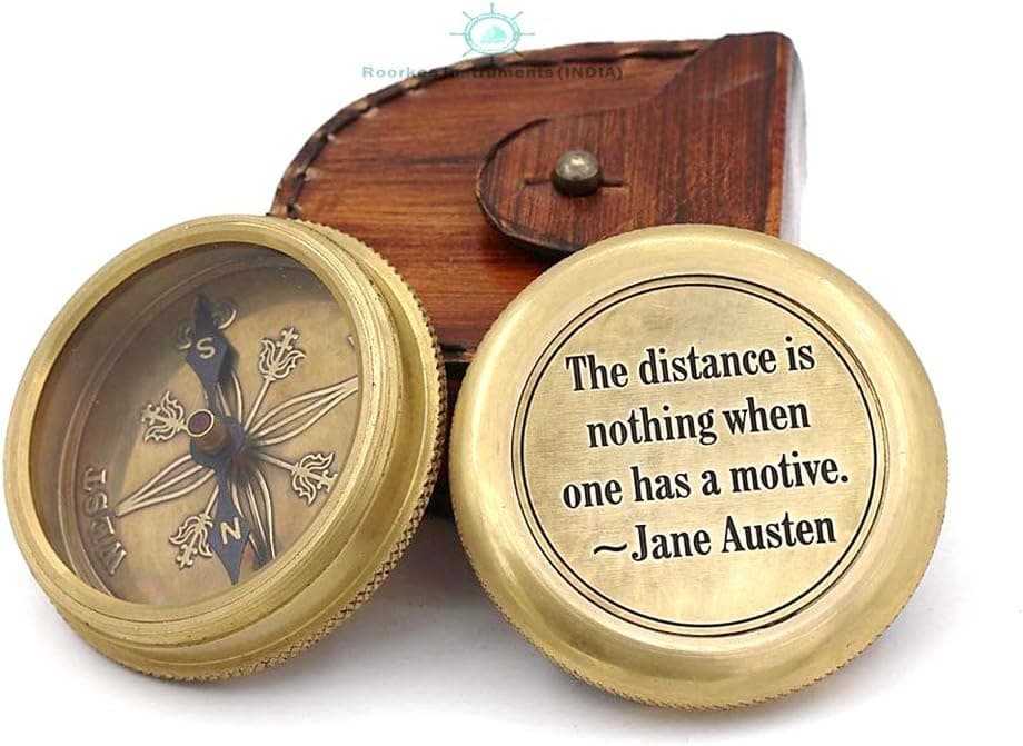 The distance is nothing Inspirational Quote with Compass/inspirational Gift/Directional Magnetic Compass for Navigation/ Compass for Camping, Hiking, Touring