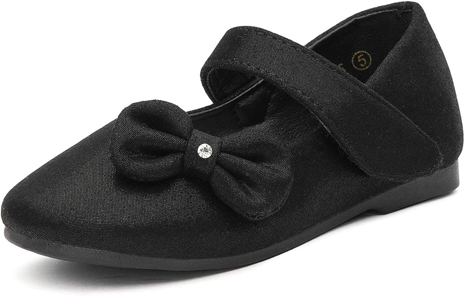 DREAM PAIRS Angel-5 Girls Mary Jane School Uniform Ballerina Flat Shoes Black-Suede Size 9 Toddler