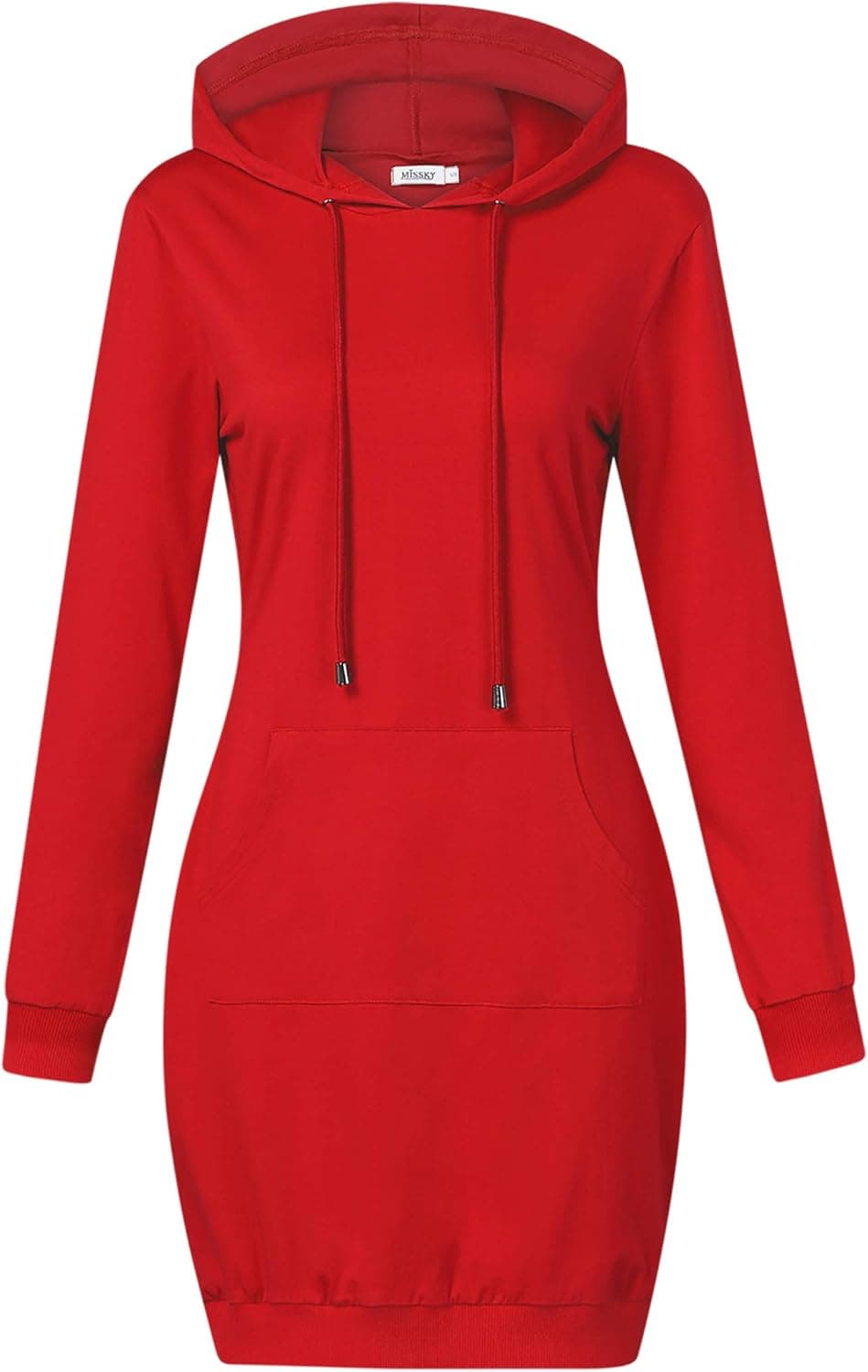 MISSKY Women's Pullover Hooded Kangaroo Pocket Sweatshirt Casual Hoodie Dress
