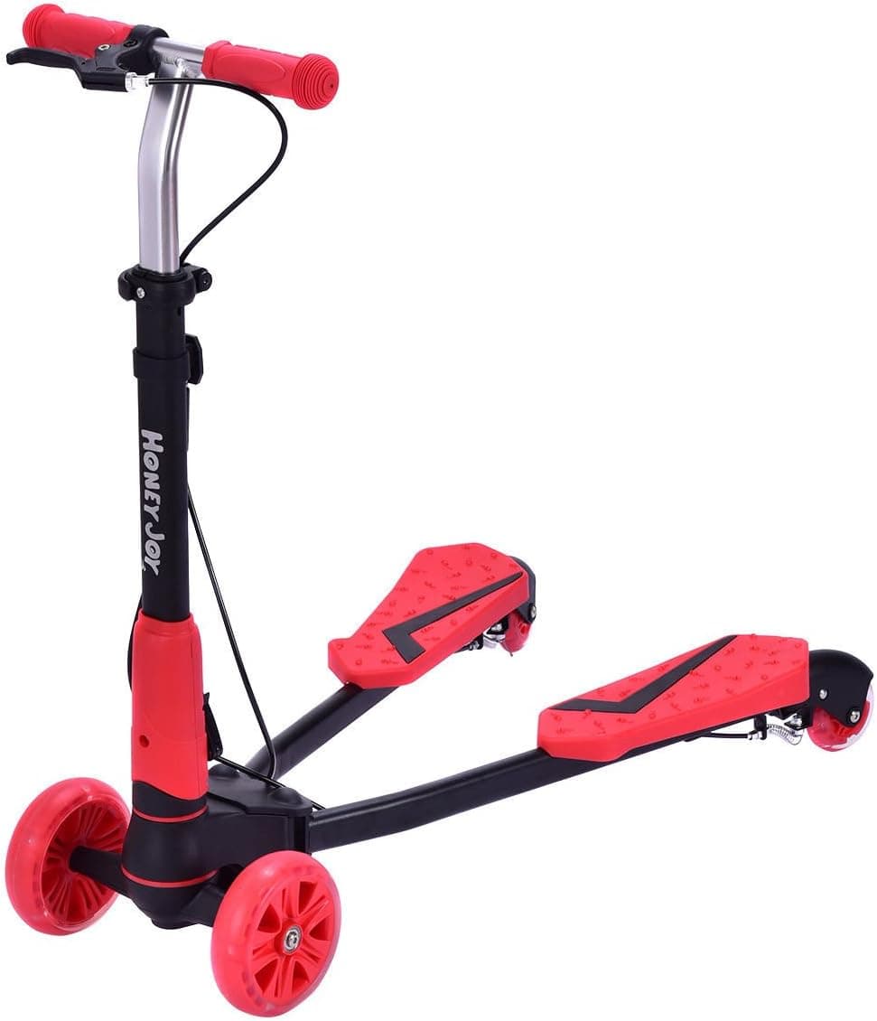 HONEY JOY Kids Scooter, Foldable Frog Scooter with Adjustable Handlebar and 4 Flash Casters for Boys & Girls