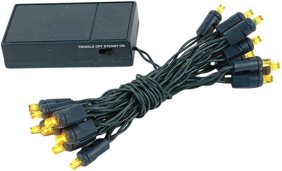 Novelty Lights, Inc. BAT20 LED Battery Operated Christmas Mini Light String Set, Green Wire, 20 Light, 8' Long