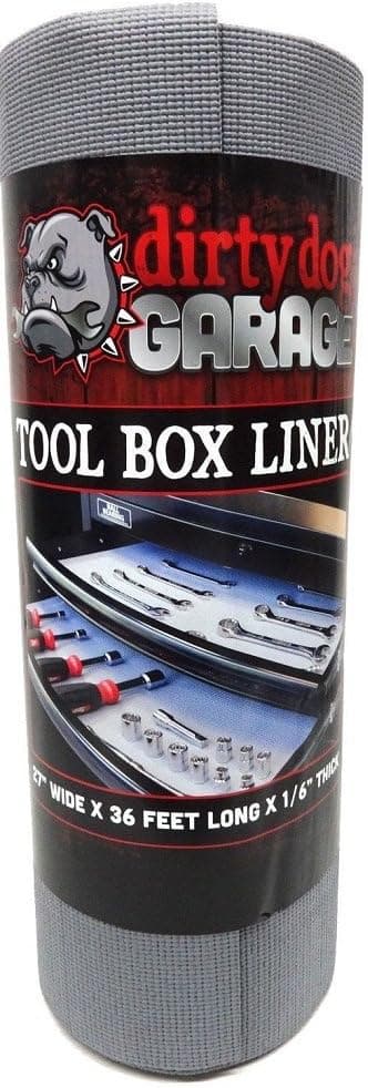 Dirty Dog Garage Tool Box Drawer Liner | 27” x 36 Feet | 1/6 Thick | Non-Slip Solid Surface