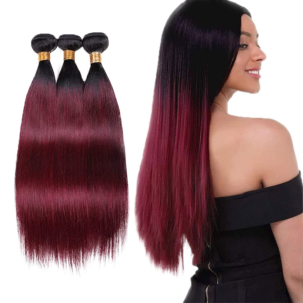 WunnSvm Honey Blonde Bundles Body Wave Human Hair Bundles 1b/27 Ombre Body Wave Hair Bundles 100% Unprocessed Brazilian Virgin Remy Human Hair Extension Blonde and Black Bundles, 18 20 22